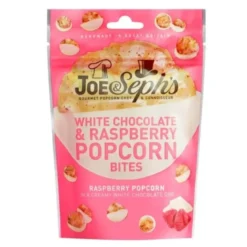 Hvit sjokolade- og bringebærpopcornbiter 63g