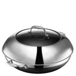 Hybrid wok med lokk 36 cm sølv/svart