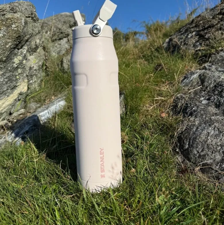 Iceflow flip straw tumbler termoflaske 1L rose quartz