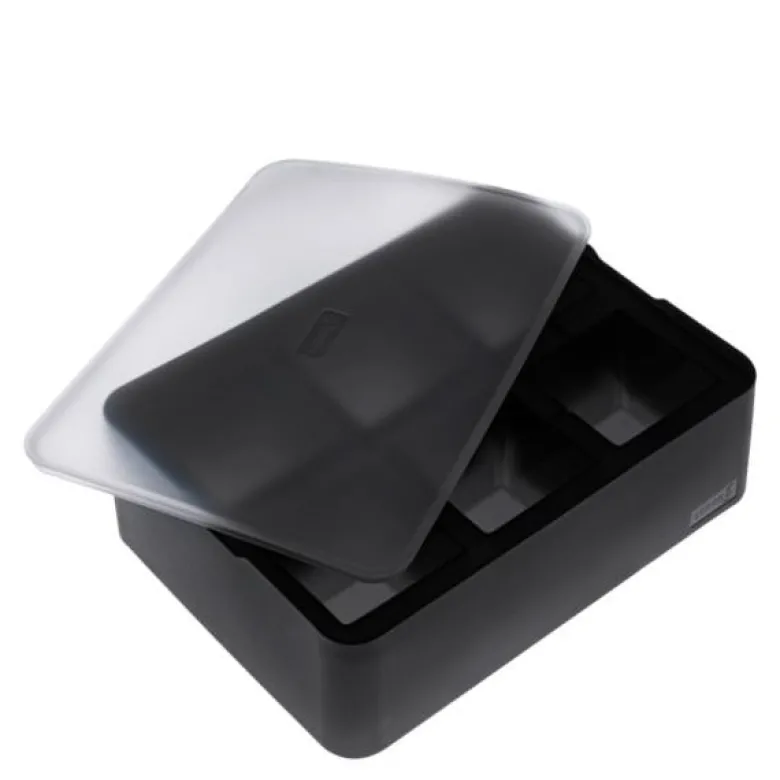 Isbitform terninger m/ lokk 5X5 cm svart