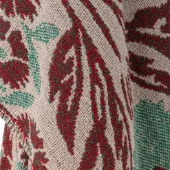 Jangal pledd 160x130 cm beige/rød/grønn