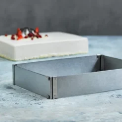 Justerbar rektangulær kakeform 18x25x5 rustfritt stål