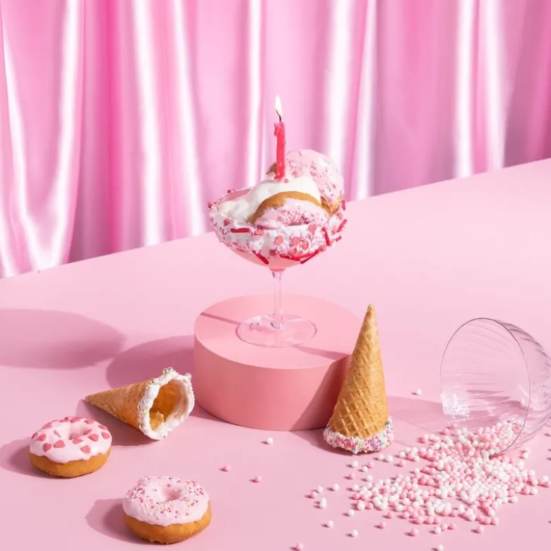 Kakelys 12 stk rosa/gull/hvit/rød