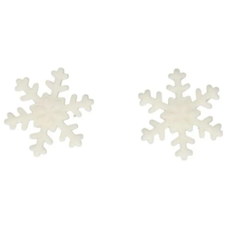 Kakepynt spiselig snøstjerne 12 stk hvit