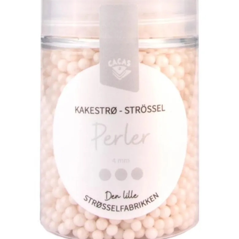 Kakestrøssel perler 4 mm 90g hvit perlemor