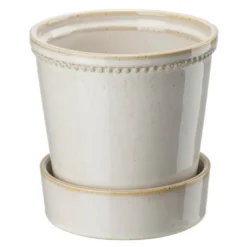 Karmen krukke med skål 17 cm beige
