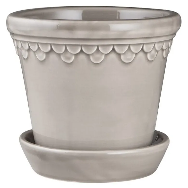 Københavner blomsterpotte 18 cm glazed perlegrå