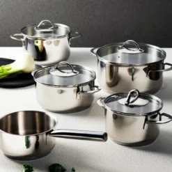 Kitchen Essentials grytesett 3 deler 1,8/2,8/3,5L med lokk blank