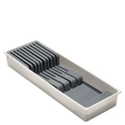 Knivblokk til skuffer 42x14x6 cm hvit/grå