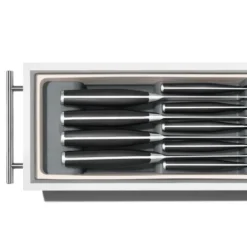 Knivblokk til skuffer 42x14x6 cm hvit/grå
