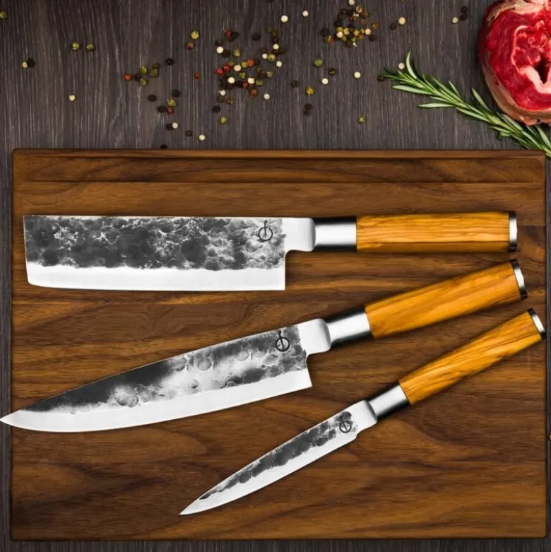 Knivsett 3 deler 35/32/25 cm olive
