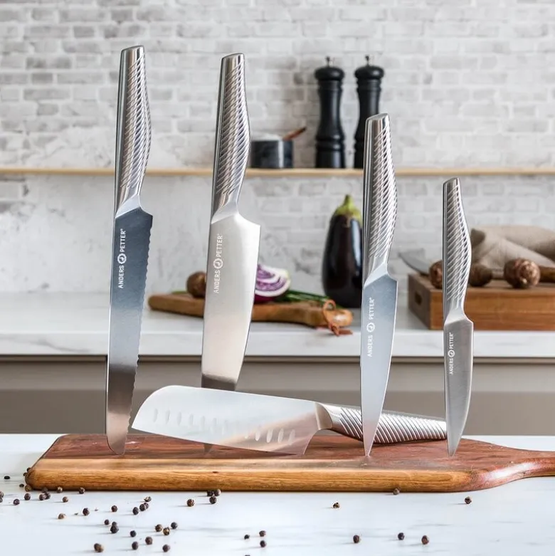 Knivsett 5 deler rustfritt stål