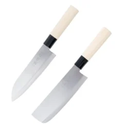 Knivsett 2 deler stål/poppeltre