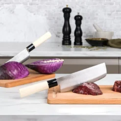 Knivsett 2 deler stål/poppeltre