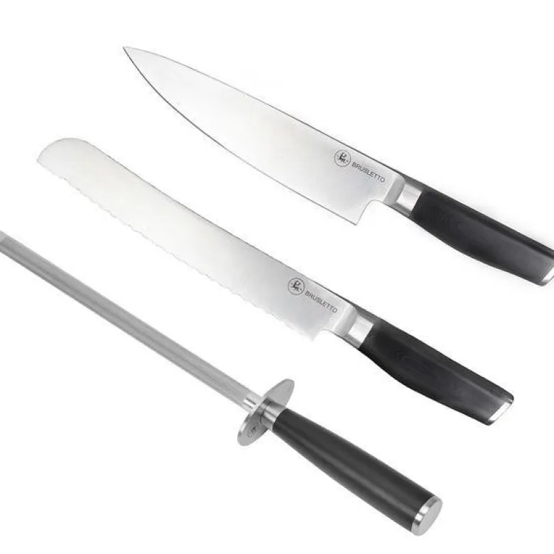 Knivsett 3 stk stål/svart