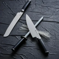 Knivsett 3 stk stål/svart