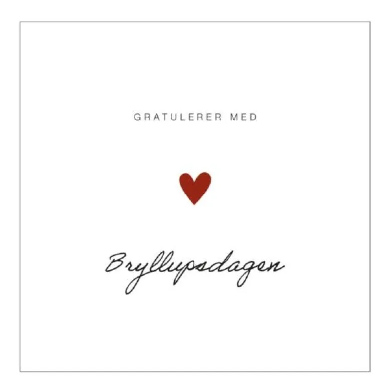 Kort bryllup 14x14 cm "Gratulerer med bryllupsdagen"