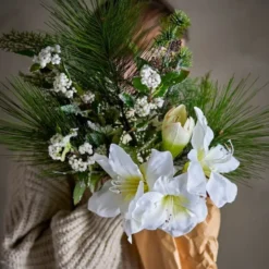 Kristin bukett kunstige blomster 105 cm hvit