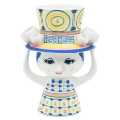Lady with hat vase 20,5 cm blå