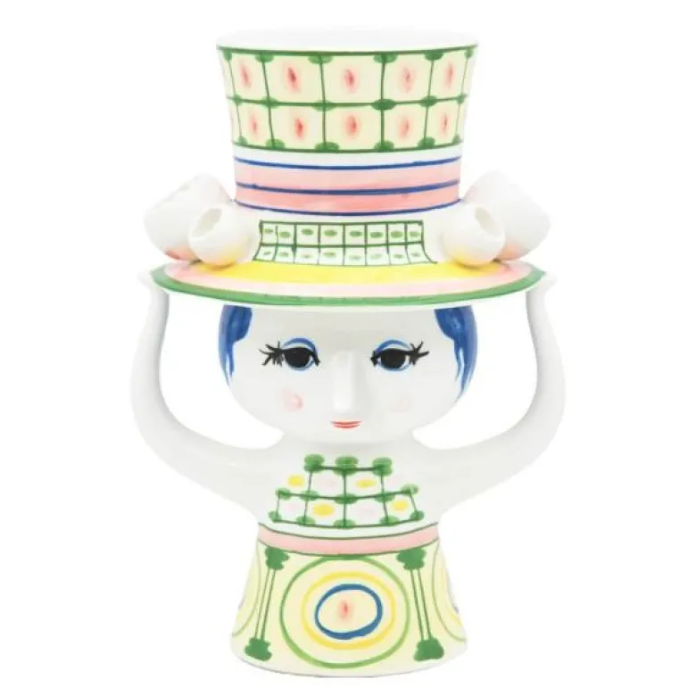 Lady with hat vase 24,5 cm grønn