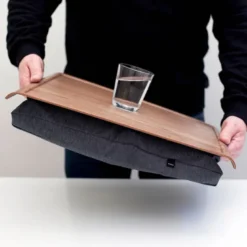 Laptray knebrett anti-slip 46x38 cm valnøtt/grå