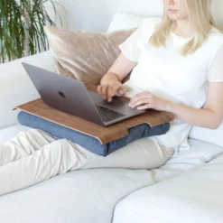 Laptray knebrett anti-slip 46x38 cm valnøtt/grå