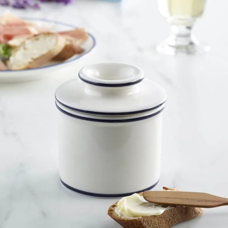 Le Bistro smørklokke hvit/blå