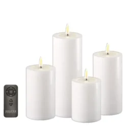 LED gaveeske med lys 4 stk, fjernkontroll og batterier hvit