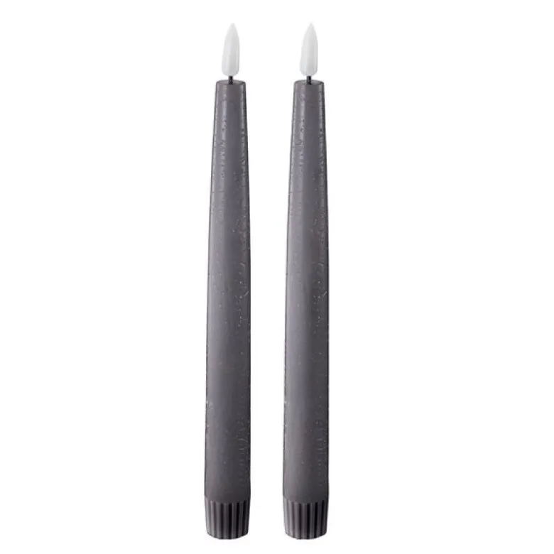 LED kronelys 2,2x22 cm 2 stk dark gray