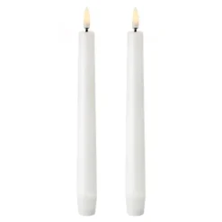 LED kronelys 20,5x2,3 cm 2 stk hvit