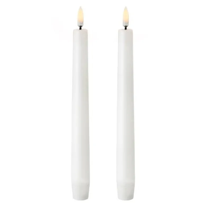LED kronelys 20,5x2,3 cm 2 stk hvit