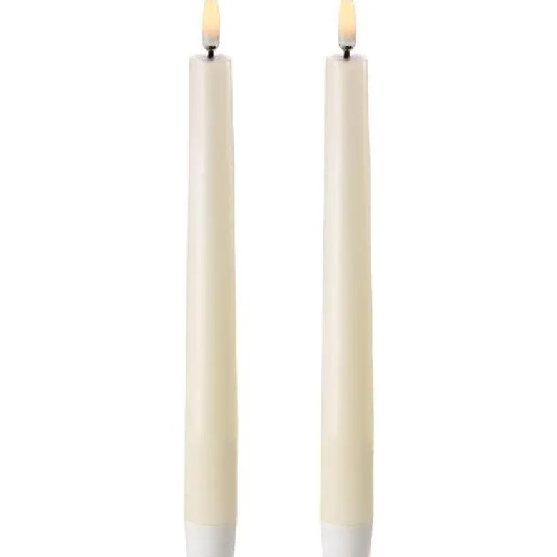 LED kronelys 20,5x2,3 cm 2 stk ivory