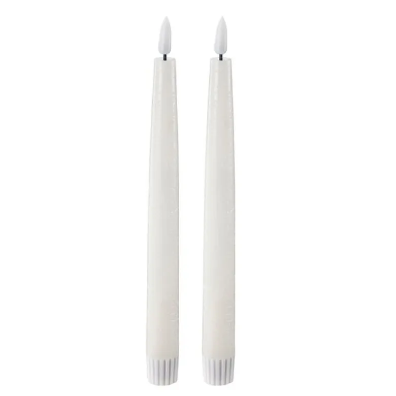 LED kronelys 2,2x22 cm 2 stk ivory