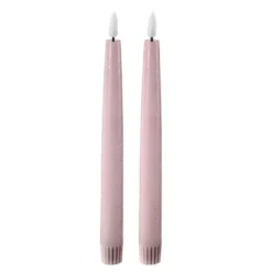 LED kronelys 2,2x22 cm 2 stk pastel rose