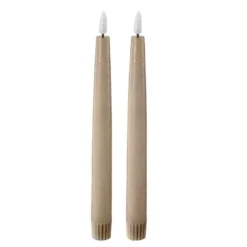 LED kronelys 2,2x22 cm 2 stk taupe