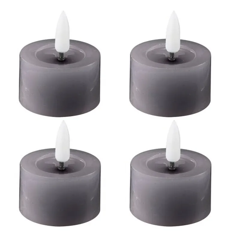 LED telys 4,5x2,5 cm 4 stk dark gray