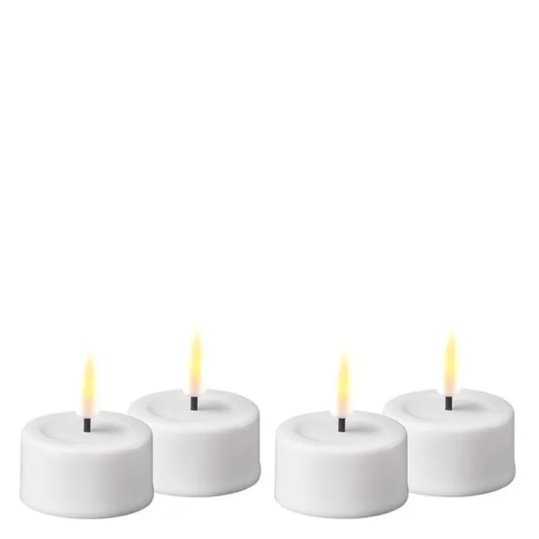 LED telys 3,5 x 4 cm 4 stk hvit