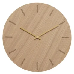 Light Oak veggklokke 38 cm lys eik m/gull viser