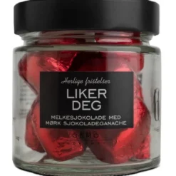 Liker deg sjokoladehjerter 110g rød