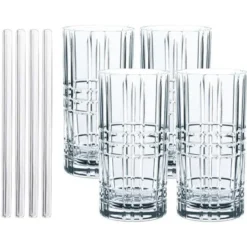 Longdrinksett med sugerør 44,5 cl 4 stk