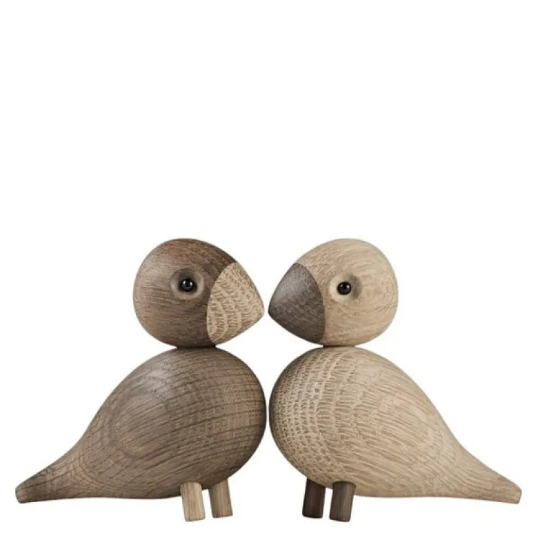 Lovebirds røkt eik/eik 9 cm 2 stk