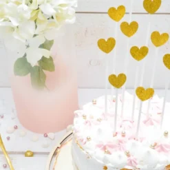 Love kaketopp hjerter 10 stk gull
