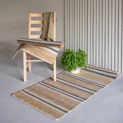 Lyon jute gulvløper 70x140 cm natur blå