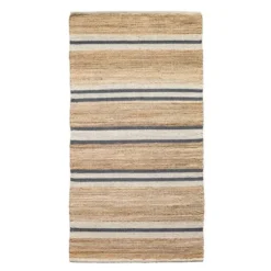 Lyon jute gulvløper 70x230 cm natur blå