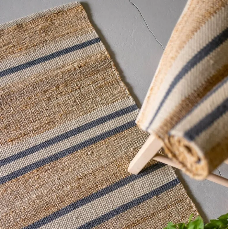 Lyon jute gulvløper 70x230 cm natur blå
