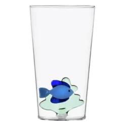 Marine Garden longdrinkglass 45 cl blå fisk og grønt sjøgress