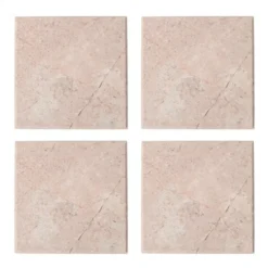 Marmor glassbrikke 10x10 cm 4 stk rosa