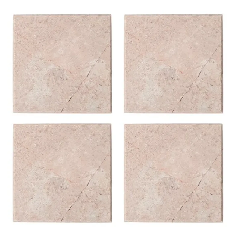 Marmor glassbrikke 10x10 cm 4 stk rosa