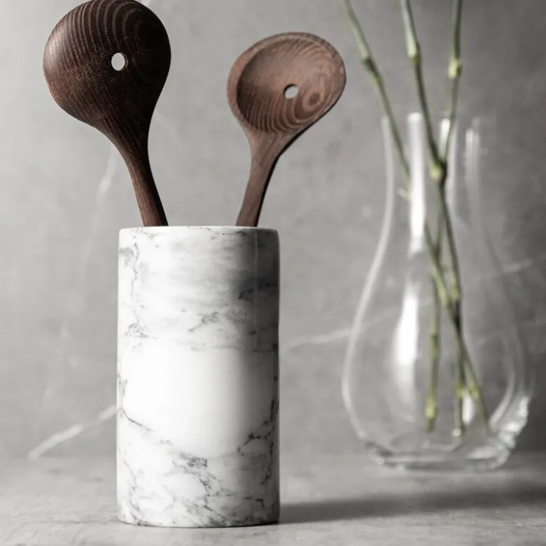 Marmor redskapskrukke 17 cm hvit