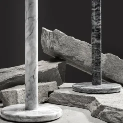 Marmor tørkerullholder 32 cm natur/hvit